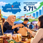 Ilustrasi UMKM Jawa Tengah melayani pembeli di tengah pertumbuhan ekonomi daerah.