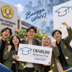 Ilustrasi lima mahasiswa UPN Veteran Jakarta yang berhasil lolos program Djarum Beasiswa Plus 2026/2027.