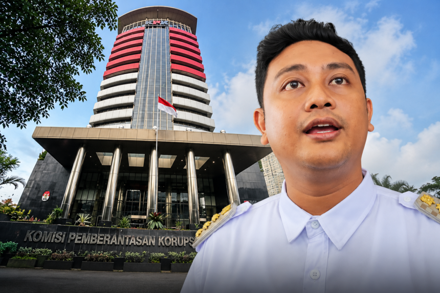Ilustrasi gedung KPK dan Bupati Klaten Hamenang Wajar Ismoyo dalam pemberitaan OTT KP