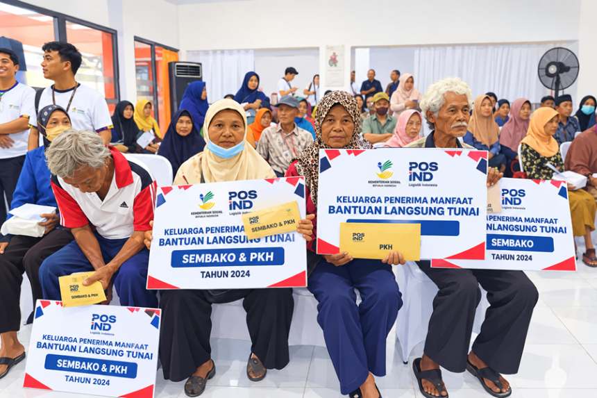 Ilustrasi keluarga penerima manfaat bantuan sosial sembako dan Program Keluarga Harapan (PKH) dari Kemensos