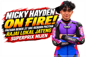 Nicky Hayden bersama SRC Reborn Pacitan usai menjuarai kelas Bebek 2T STD 125cc Lokal Jateng di Final Superprix Mijen 2026.