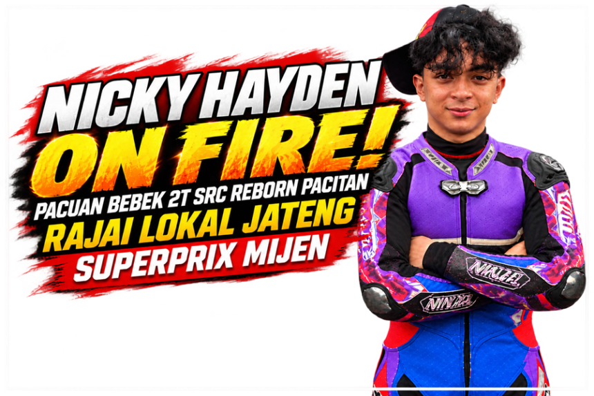 Nicky Hayden bersama SRC Reborn Pacitan usai menjuarai kelas Bebek 2T STD 125cc Lokal Jateng di Final Superprix Mijen 2026.